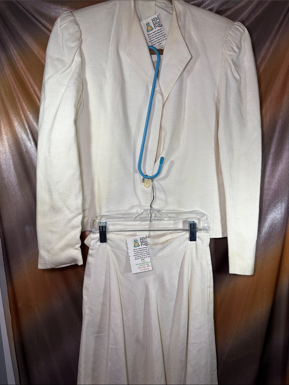 Paul‎ Stanley Vintage 80’s skirt suit Cream Pleated Midi Skirt C5 see pics